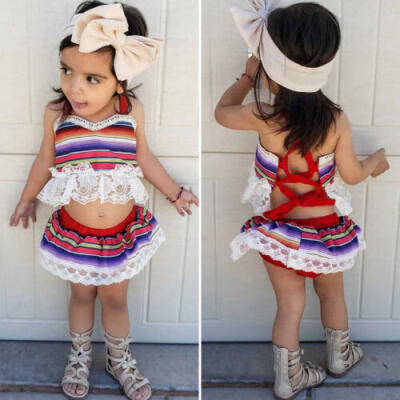 

Newborn Kids Baby Girl Lace Tops Crop Tutu Shorts Dress Outfits Clothes Summer