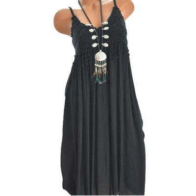 

Women Sleeveless Boho Casual Loose Lace Kaftan Maxi Dress Ladies Mini Dress