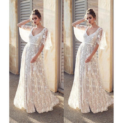 

Women&39s Lace Wedding Bridesmaid Evening Party Ball Prom Gown Long Cocktail Dress