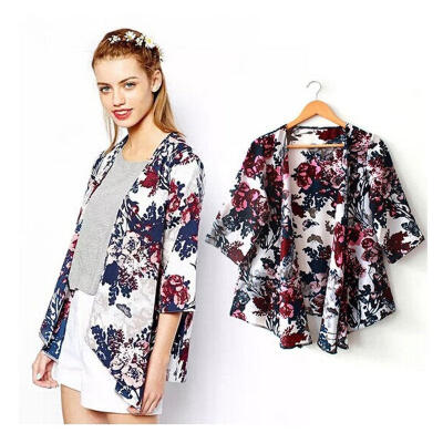 

New Retro Boho Floral Hippie Cardigan Coat Blouse Kimono Cape Blazer Jacket Tops