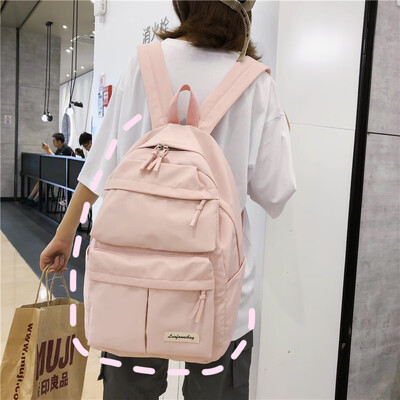 

Ins schoolbag female Korean version of high school students simple ancient Gansen double shoulder bag large capacity computer bag