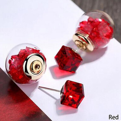 

Crystal Side Selling Fashionable Ear Double with Earrings Earrings Women Novelty Lovely