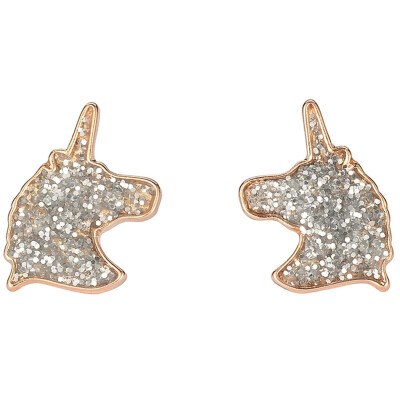 

A Pair of New Design Unicorn Stud Earrings For Girls Gift Crystal Party Jewelry