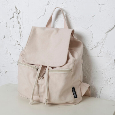 

Tailored Solid Color Backpack Literary Draw Student Bag Large Capacity Travel Backpack