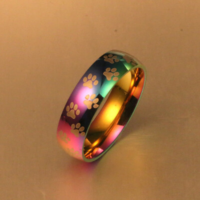 

Commemorative Cute Paw Print stainless Hot Sale Paw Pet Rainbow Ring Rainbow Dog Excellent Claw Rainbow Print