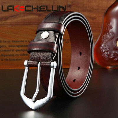 

New casual fashion retro leather belt mens wild top layer leather belt pin buckle belt