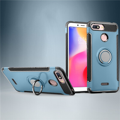 

Back Cover For Xiaomi Redmi 6 Case Car Holder Stand Hard PC Silicon Ring Suction Bracket Celulars