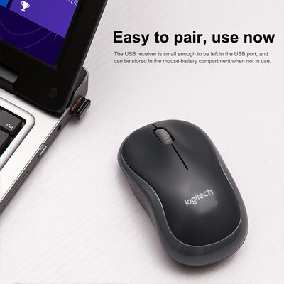 

Logitech M185 Wireless Wifi Mouse Ergonomic Silent Mobile Computer Mouse with 24G Receiver Grey