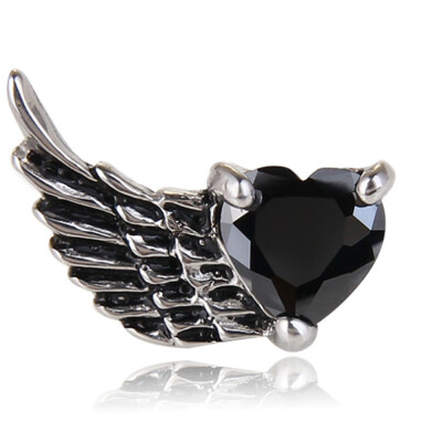 

1pc Titanium Steel Retro Angel Wings Influx of People Ear Nail Earrings Zircon Personalized Jewelry