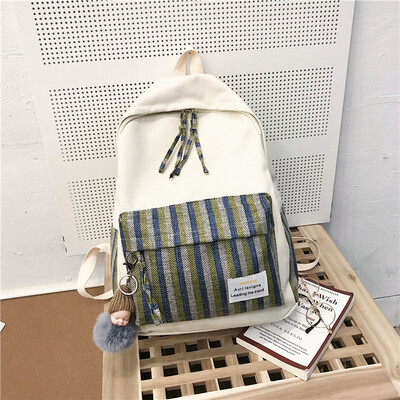 

Schoolbag female college student ins Korean version of high school girls campus Mori simple canvas plaid backpack