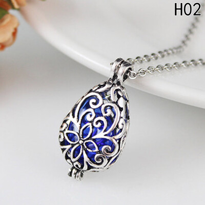

Stainless Steel Teardrop Cage Clover Aromatherapy Essential Oil Diffuser Perfume Necklace Carved Locket Pendant10 Felt Pads