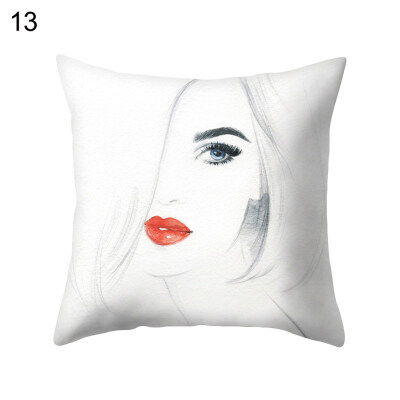 

Women Portrait Pillow Case Cushion Cover Sofa Bed Car Cafe Office Decoration