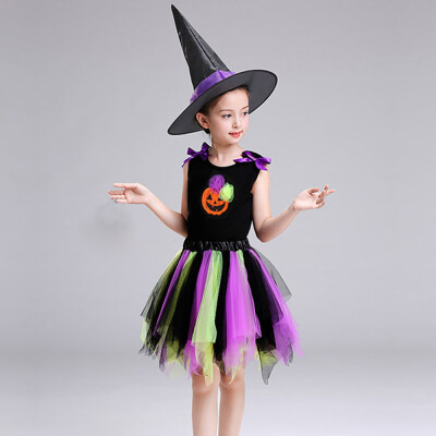 

Toddler Kid Baby Girl Halloween Skirt Tops Party Sets Hat Pumpkin Print Clothes