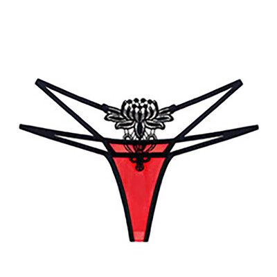 

Toponeto Embroidered Sexy Womens Underwear Hot Transparent Low-Waisted Hollow Thong