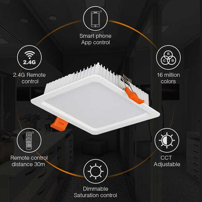 

Greensen Milight 24G Wireless 9W RGBCCT Quadratic LED Downlight Dimmable Remote Controllable