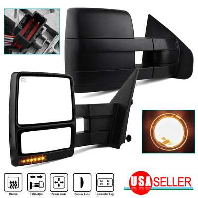 

Pair Tow Mirrors for 04-06 Ford F150 Power Heated Puddle Lights LED Turn Signals