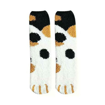 

Women Winter Fluffy Fuzzy Warm Slipper Socks Cute Meow Cat Paws Print Hosiery