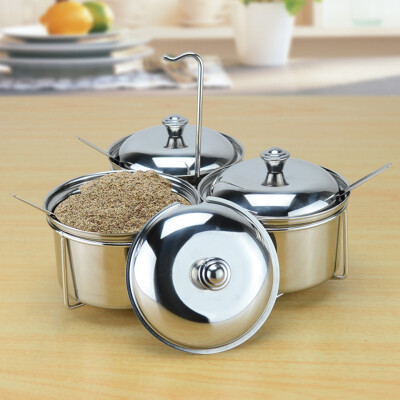 

new style 300mlcanister Cruet Condiment Spices Set with a spice rack Stainless Steel Condiment Canister Seasoning Tools