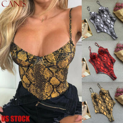 

Women Leopard Print One Piece Beach Swimsuit Swimwear Bathing Monokini Bikini US