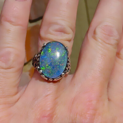 

2019 Bohemian Vintage Oval Silver Opal Female Ring