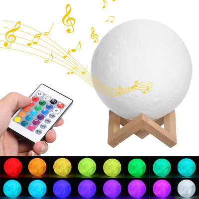

LEDs Moon Lamp Night Light 3D Printed Large Lunar Lamp with Stand USB Cable 16 Glowing Colors Remote Control Touch Control Recharg