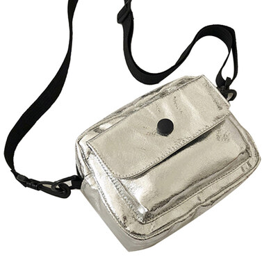

Womens Fashion Wide Strap Zipper Laser Faux Leather Crossbody Shoulder Bag