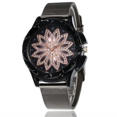 

Time to run creative disc watch stainless steel mesh with cool black pattern trend