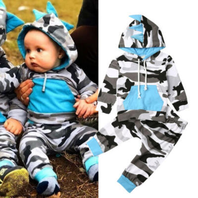 

Newborn Baby Boy Winter Clothes Camo Hooded Tops Long Pants Outfits Tracksuit