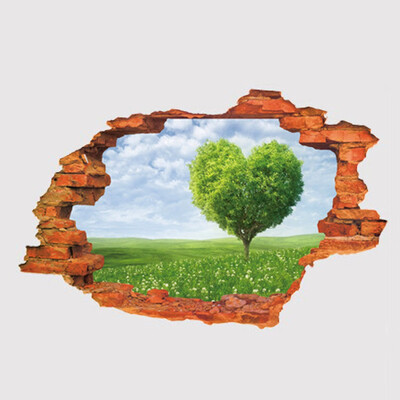 

3D Wall Floor Broken Wall Sticker Removable Art Home Living Room Decor Sticker
