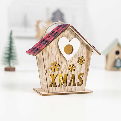 

Siaonvr LED Light Wood House Cute Christmas Tree Hanging Ornaments Holiday Decoration