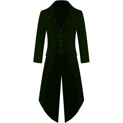 

Men Tuxedo Coat Dress Suit Punk Vintage Lapel Long Sleeve Button Evening Costume