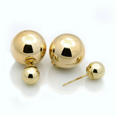 

UV Plating Double Round Resin Beads Ear Studs with Steel Pins Bisque 16mm Pin 06mm