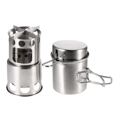 

Portable Camping Stove Combo Wood Burning Stove&Cooking Pot Set for Outdoor Backpacking Fishing Hiking