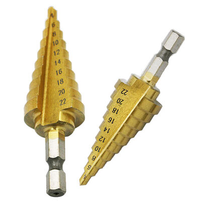 

4-22mm HSS Metall Tool Hex Titan beschichtet Schritt Cone Bohrer Loch Kegelbohre