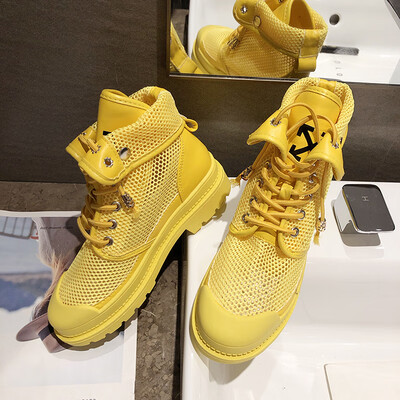 

Summer hip hop womens shoes casual lace breathable mesh Martin boots chic net red lady high-top shoes
