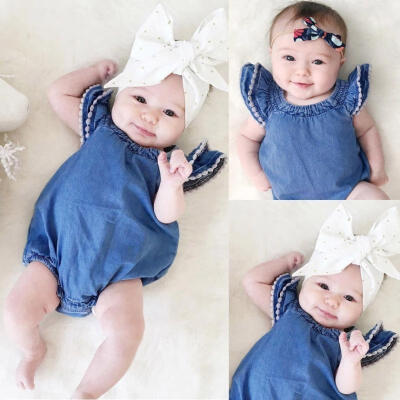 

Cute Toddler Kids Baby Girls Infant Clothes Denim Rompers Jumpsuit Sunsuit Outfits