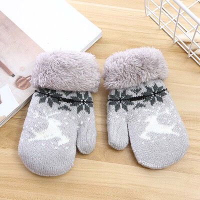 

Cute Knitted Girls Kids Children&39S Thick Full Finger Gloves Christmas Elk Mittens