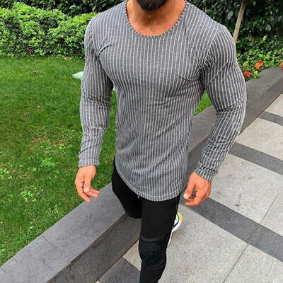 

Fashion Mens Slim Fit Shirts Round Neck Long Sleeve Casual T-Shirt Tee Tops