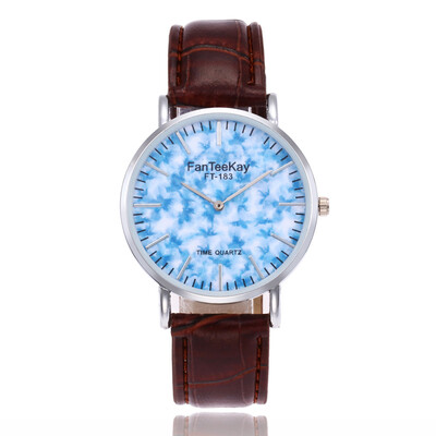 

New fashion ladies belt watch female blue sky&white clouds
