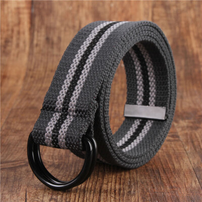 

Canvas belt fashion black Alloy double ring buckle Men belt casual simple Men&Women cowboy pants belt