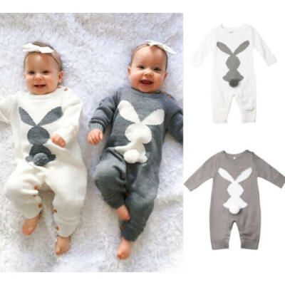 

US Newborn Infant Baby Boy Girl Rabbit Knitted Romper Wool Long Sleeves Jumpsuit