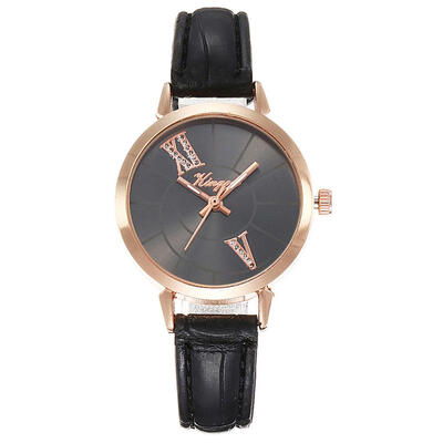 

Luxury Womens Watches Leather Strap Fashion Ladies Clock Scale Rose Gold Disc Quartz Wristwatch Relogio Feminino