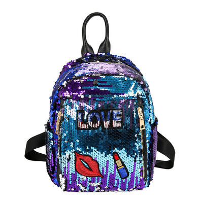 

Bling Sequins Backpack Women Girls Casual Preppy Style Lips Shoulder Bag