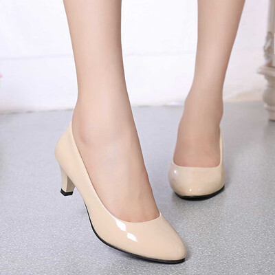 

Rose Women Patent Leather Shallow Mouth Single Shoes Business High Heels Pointed Shoe