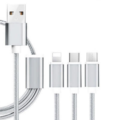 

Universal 3-in-1 Braided Cable USB To Lightning Type-C Micro USB Charging Cable Line For IPhone Type-C Android Phones-12m