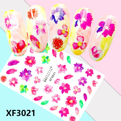 

Toponeto Fresh Style Flower Print 3D Nail Art Stickers Manicure Adhesive Transfer Decals