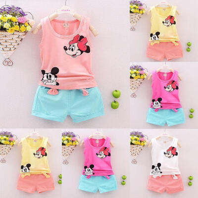 

2PCS Toddler Kids Baby Girls Outfits T-shirt Tops Dress Short Pants Clothes Set