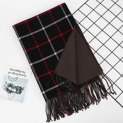 

Winter new imitation cashmere double plaid scarf ladies thick warm shawl dual-use scarf