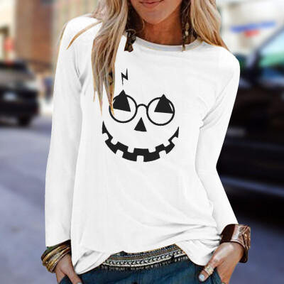 

Tailored Womens Casual Halloween Print Shirts O-Neck Long Sleeve Top Loose T-Shirt Blouse