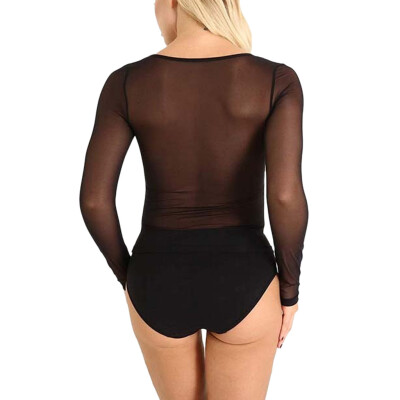 

Toponeto Women See-Through Long Sleeve Seamless Arm Shaper Short Top Mesh Shirt Blouse